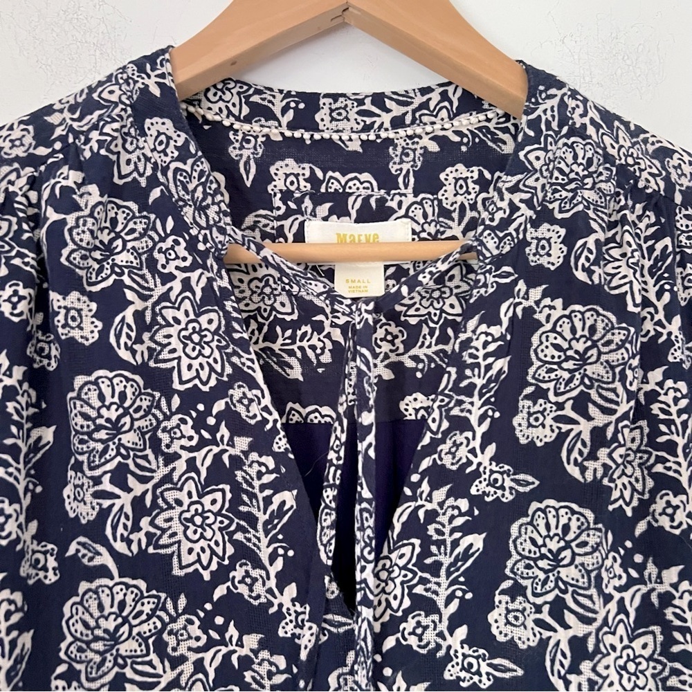 Anthropologie Maeve Carlita Navy Tiered Mixed Floral Cotton Dress NEW - Picture 4 of 16